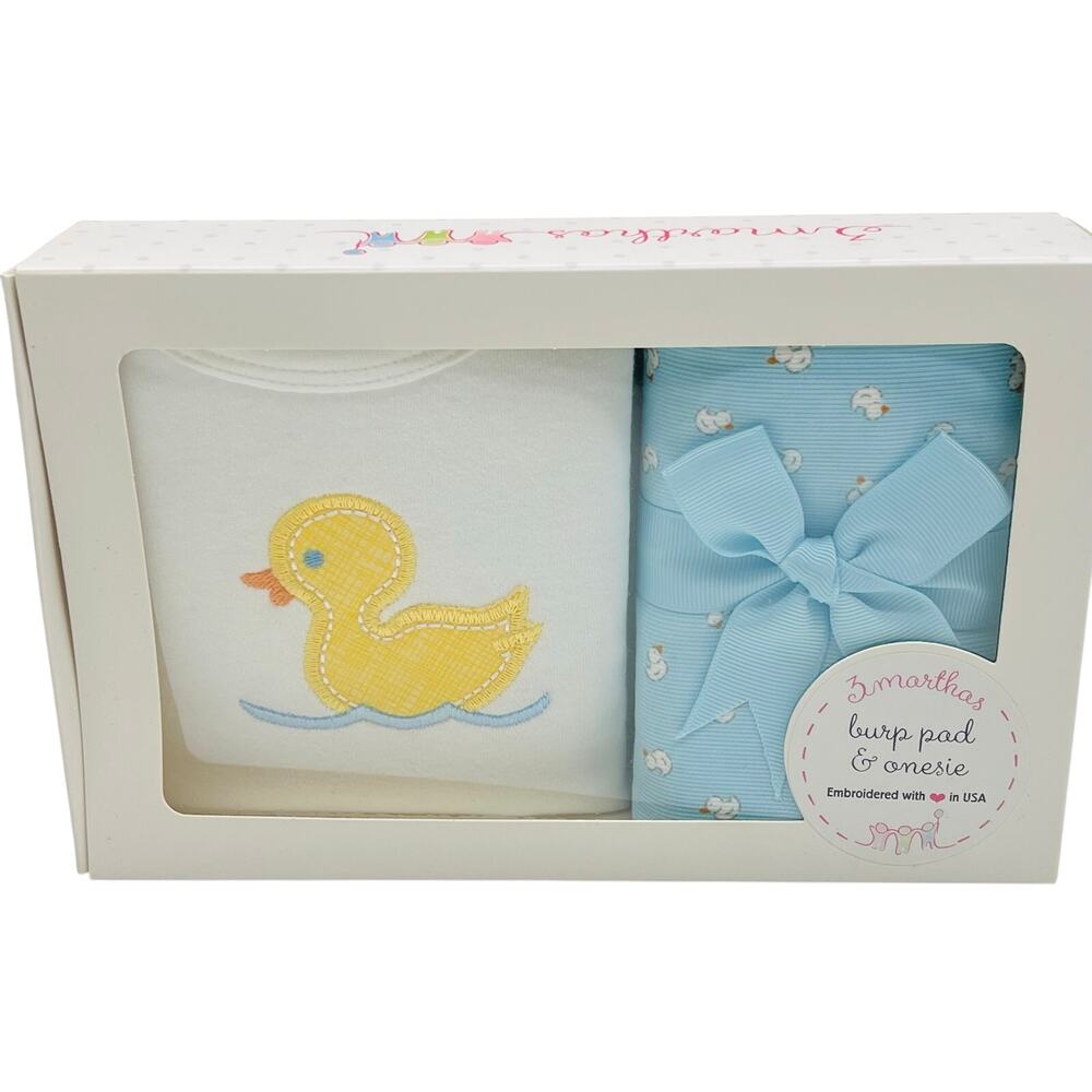 NWT 3 Marthas Duck Onesis & Burp Cloth Set